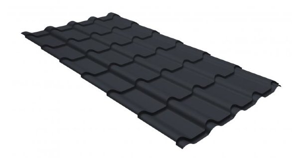 Металлочерепица камея GL 0,5 GreenCoat Pural RR 23 темно-серый (RAL 7024 мокрый асфальт) купить в Кропоткине