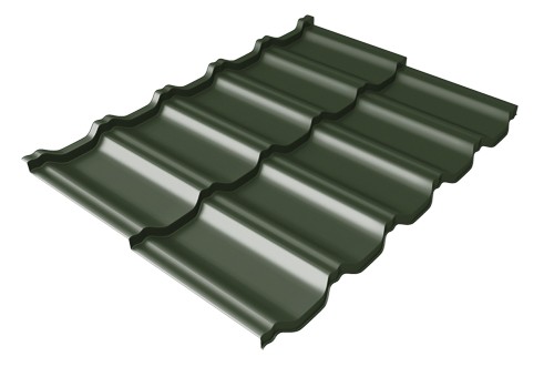 Металлочерепица модульная Квинта Uno Grand Line c 3D резом 0,5 GreenСoat Pural RR 11 темно-зеленый (RAL 6020 хромовая зелень) купить в Кропоткине