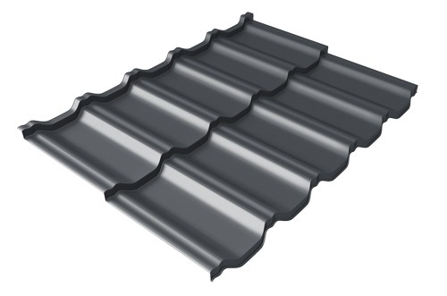 Металлочерепица модульная Квинта Uno Grand Line c 3D резом 0,5 Quarzit lite RAL 7024 мокрый асфальт купить в Кропоткине