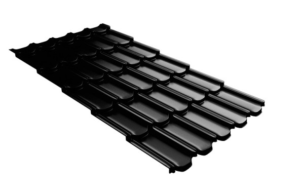 Металлочерепица квинта плюс с 3D резом 0,5 GreenСoat Pural Matt RR 33 черный (RAL 9005 черный) купить в Кропоткине