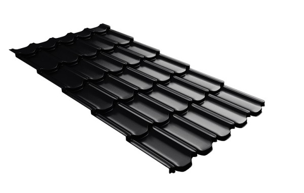 Металлочерепица квинта плюс с 3D резом 0,5 Quarzit lite RAL 9005 черный купить в Кропоткине