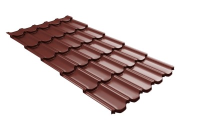 Металлочерепица квинта плюс с 3D резом 0,5 Satin RAL 3009 оксидно-красный