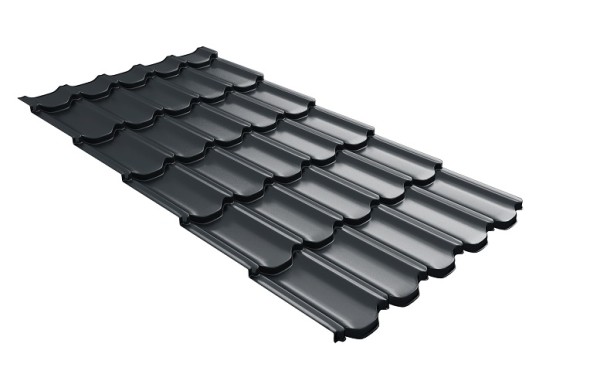 Металлочерепица квинта плюс с 3D резом 0,5 Satin RAL 7016 антрацитово-серый купить в Кропоткине