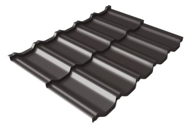 Металлочерепица модульная Квинта Uno Grand Line c 3D резом 0,5 Satin RR 32 темно-коричневый